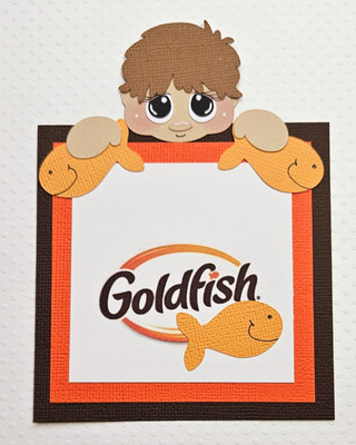 Fish Boy Peeker Brown Hair. Scrapbook, Card making Paper Piecing