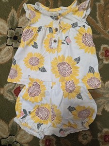 Baby Girls Sz 9m Two Piece Sunflower Dress And Panties Set
