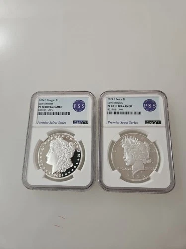 2024 S NGC PF70 UCAM MORGAN & PEACE DOLLAR EARLY RELEASES SET OF 2 $1 COINS!