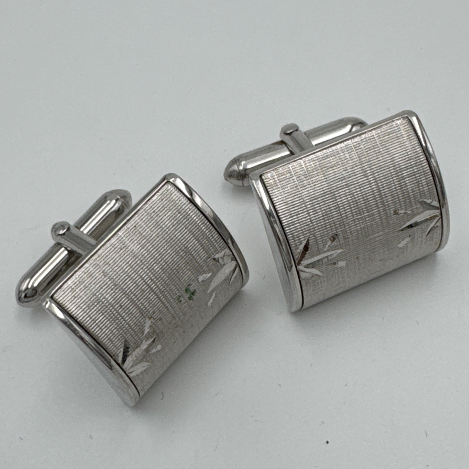 Sterling Silver Rectangular Mens Cufflinks SWANK … - image 1