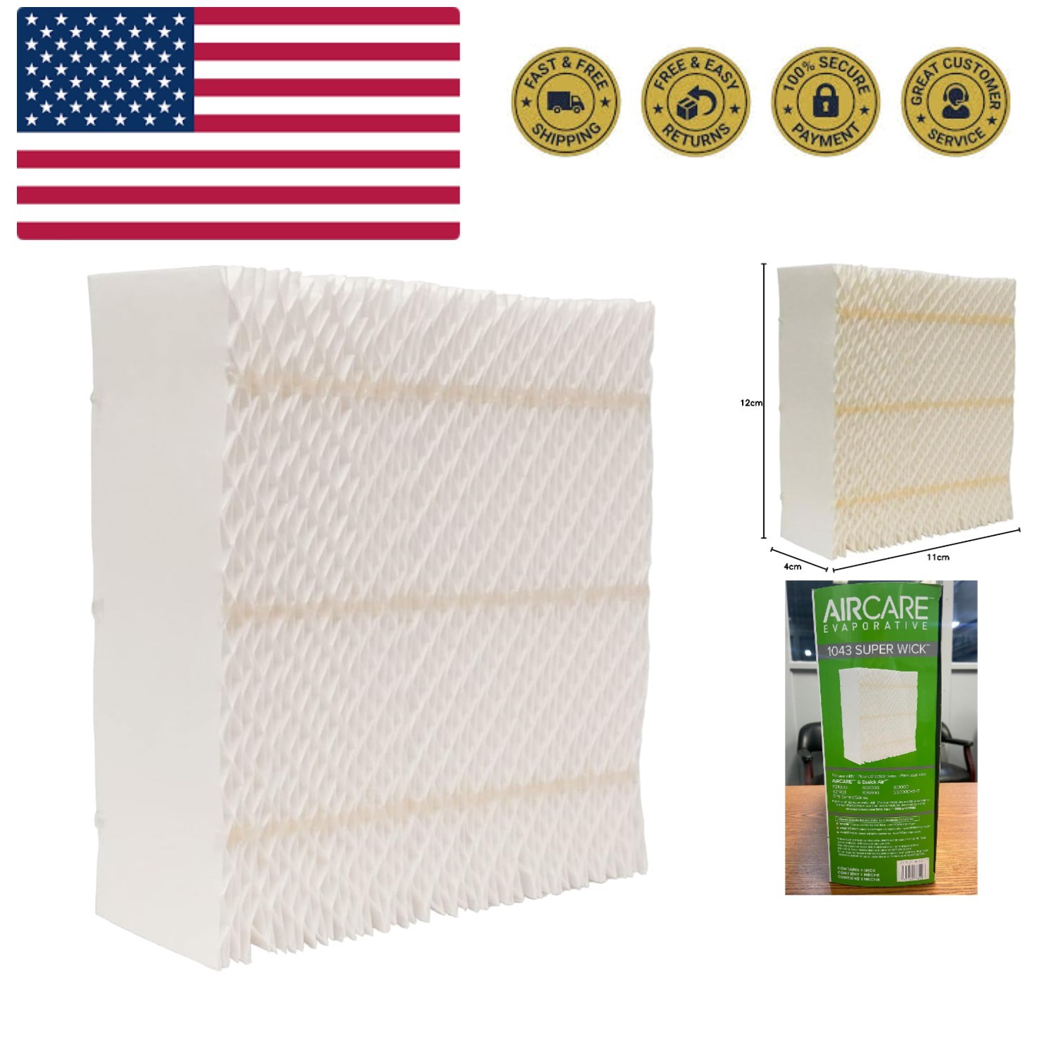 Aircare 1043 Replacement Space Saver Wick - Long Lifespan & 
