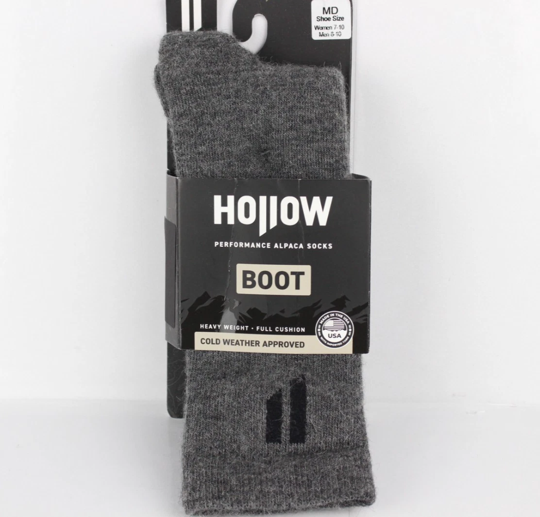 Hollow Men's Performance Alpaca Socks Boot Size Medium Grey Above Calf USA