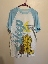 Super Rare 1990  s Garfield And Pooky Sleep Raglan Pajama Shirt No Size 
