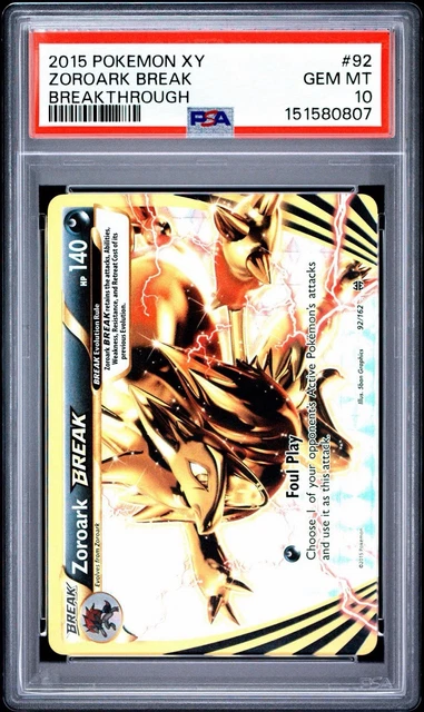 2015 POKEMON XY BREAKTHROUGH #92 ZOROARK BREAK PSA 10 LOW POP 68