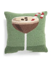 Peking Handicraft espresso Martini Glass Hook Pillow 14x14 holiday christmas NEW