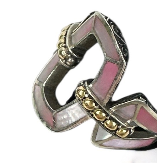 Pink Mother Of Pearl 925 Sterling Silver Ring 18 … - image 6