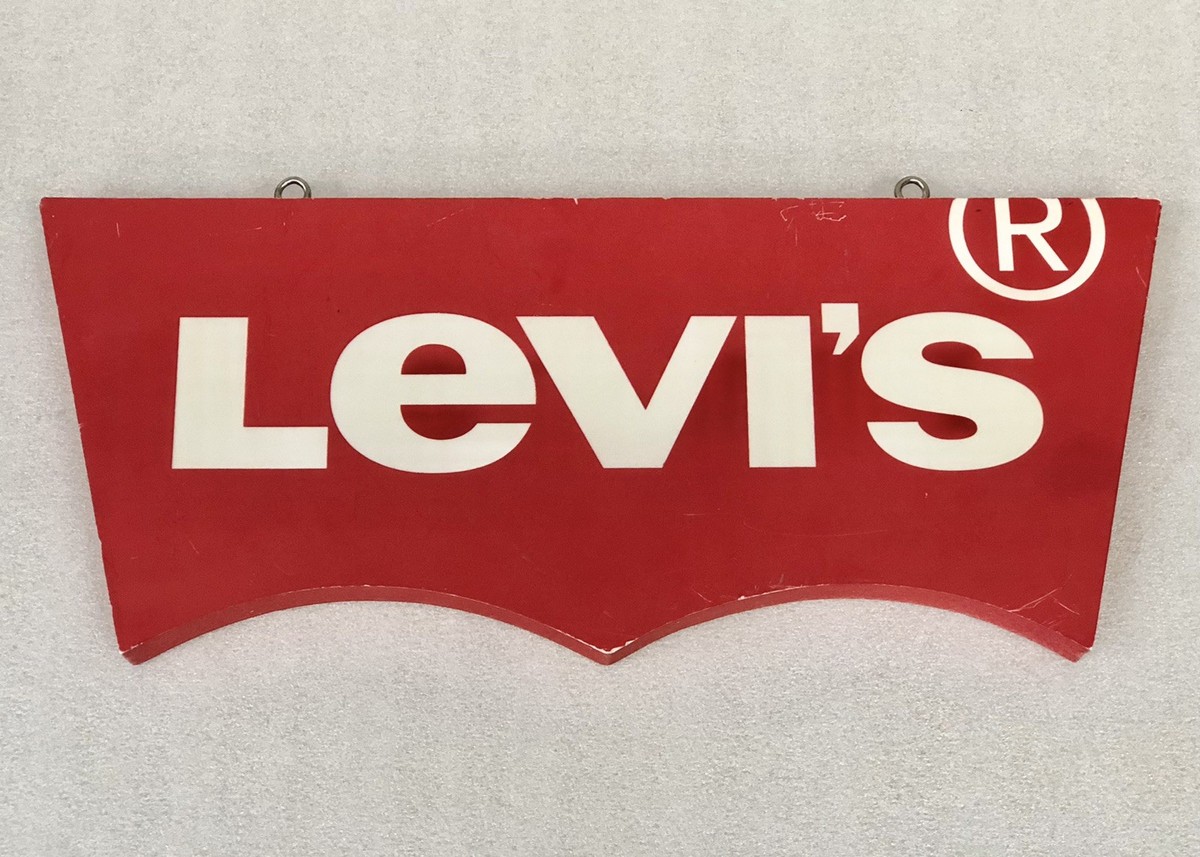 Levi's RED TAB ロゴ入りウッド看板 Vtg 90s LEVI'S Red Tab Logo Hanging Advertising Retail Store