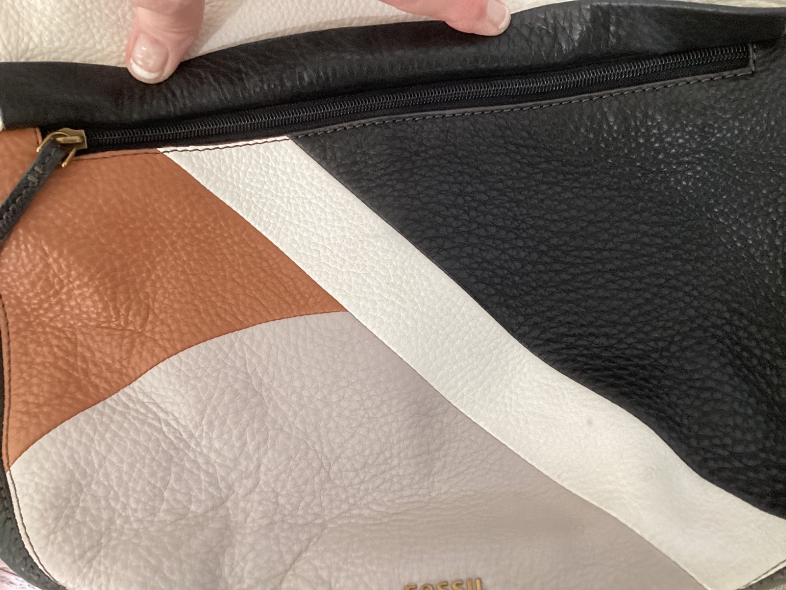 Fossil Crossbody Purse Leather Patchwork Black Gr… - image 7