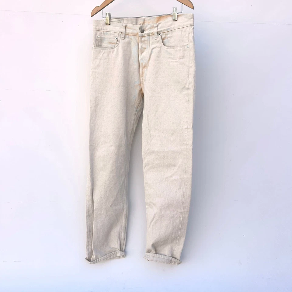 Pantalones de mezclilla Blackhorse Lane Ateliers para hombre NW8 de algodón orgánico crudo blancos 34 x 33 Foto 3 de 4