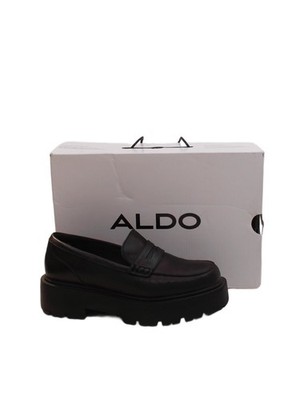 Aldo flache Damenschuhe UK 7 schwarz 100 % Leder Halbschuh