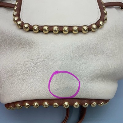 big buddha studded mini backpack Big Buddha Mini Small Bucket Backpack Shoulder Bag Cinch Studded Cream  Beige
