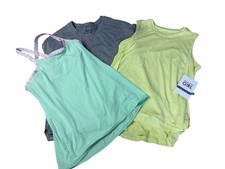 Athleta Girl Workout Tops Set Mint Green Grey Yellow Xl/14 3 piece set