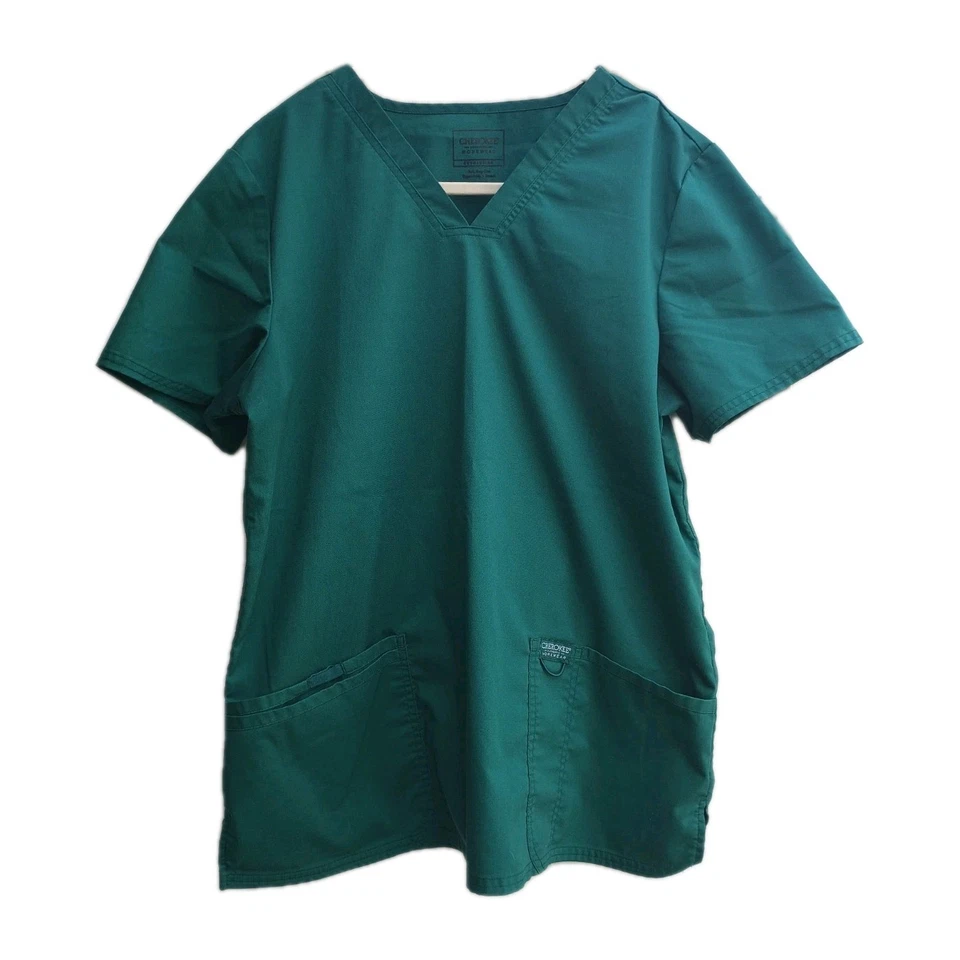 3 Pc Cherokee Women Green Large Scrubs Uniform Workwear Pockets Medical Nursing  - Image 3 of 4