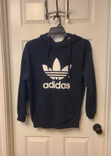 Womens Black Adidas Logo Hoodie Size SMALL EUC Ladies SM LOGO Hoodie w/Pockets