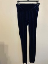 Spanx women  s size s small blue stretch velvet leggings pants
