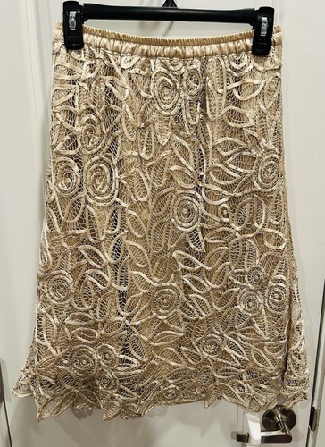 Soulmates 100% Silk Gold Skirt, SZ S, Pre-Owned