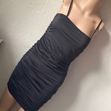 FASHIONNOVA BLACK RAUNCHED MINI DRESS (S)