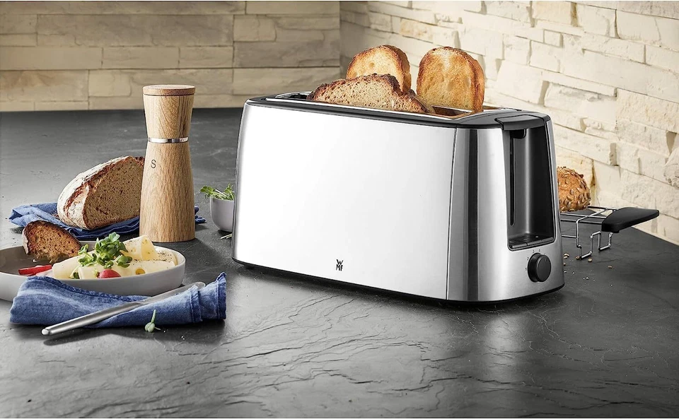Bueno Pro Toaster Langschlitz 4 Scheiben mit Brötchenaufsatz XXL Toast Aufknu... - Bild 2 von 4