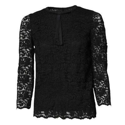 DOLCE & GABBANA Top Schwarz Spitze STAFF Rundhals Langarm IT40/US6/S 500usd