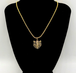 Authentic ✨ 14K Gold Plated Box Chain Necklace with Leopard Head Pendant ✨