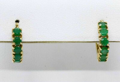 2Ct Lab-Created Emerald Huggie Hoop Earrings For Womens 14K Yellow Gold Plated
