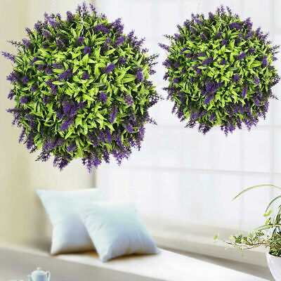 Best Artificial Pair of Purple Tulip Topiary Flower Ball grass hanging garden 