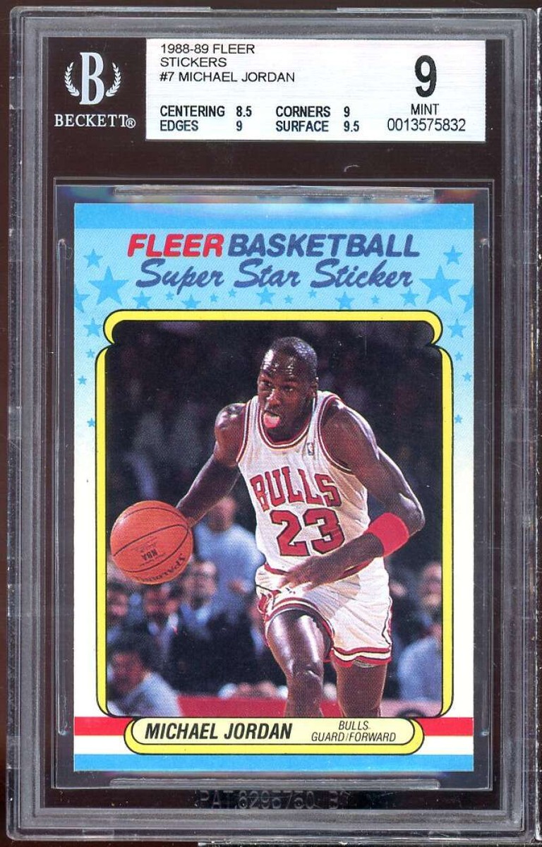 Michael Jordan Card 1988-89 Fleer Stickers #7 BGS 9 (8.5 9 9 9.5 