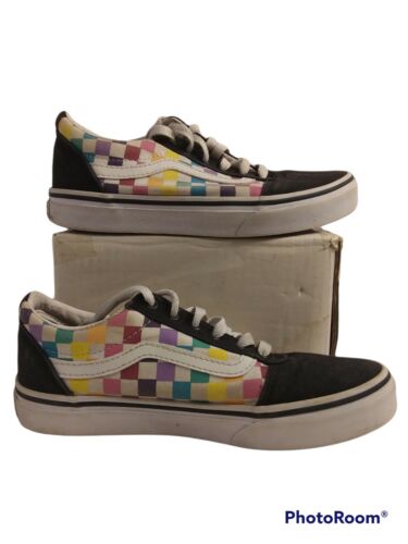 VANS Missy Size 3 Multi Colored Checkered Off the Wall Lace Up Sneaker Shoe - Afbeelding 1 van 11