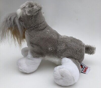 GANZ Webkinz Schnauzer Grey White Plush Stuffed Animal Puppy Dog 8