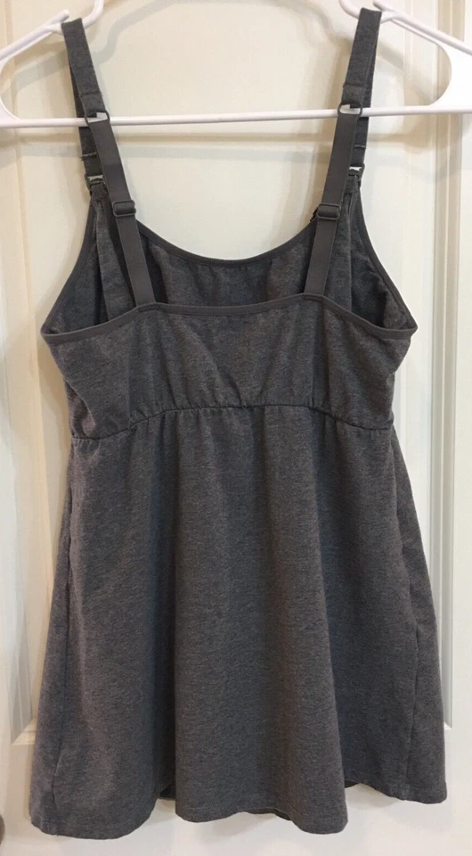 GILLIGAN O'MALLEY Cami de Enfermería, Camiseta sin Mangas Gris con Encaje Negro Talla Pequeña Foto 2 de 4