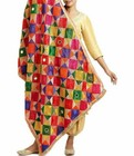 Women's Chiffon Phulkari Dupatta with Mirror Work Fancy Multicolor Phulkari
