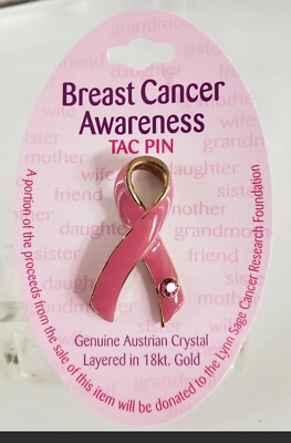 PINK RIBBON BREAST CANCER AWARENESS PIN w/Austrian Crystal FREE SHIPPING!!