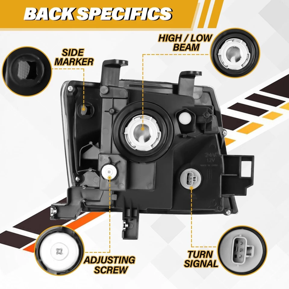 For 2005-2015 Nissan Xterra Black Headlights Headlamps Replacement Left+Right - Image 4 of 4