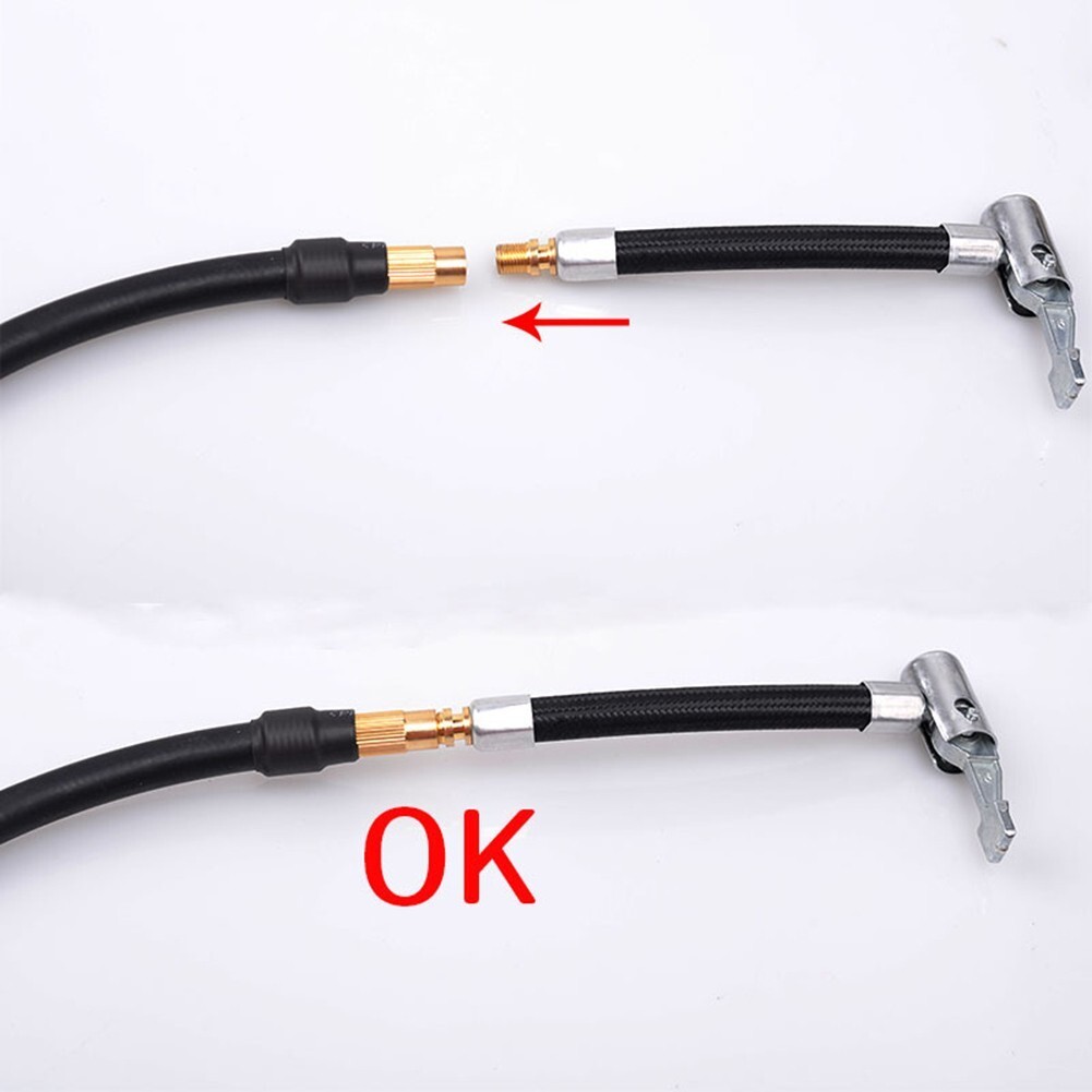 Black Rubber and Copper Tire Pump Extension Hose Suitable for AV Tires