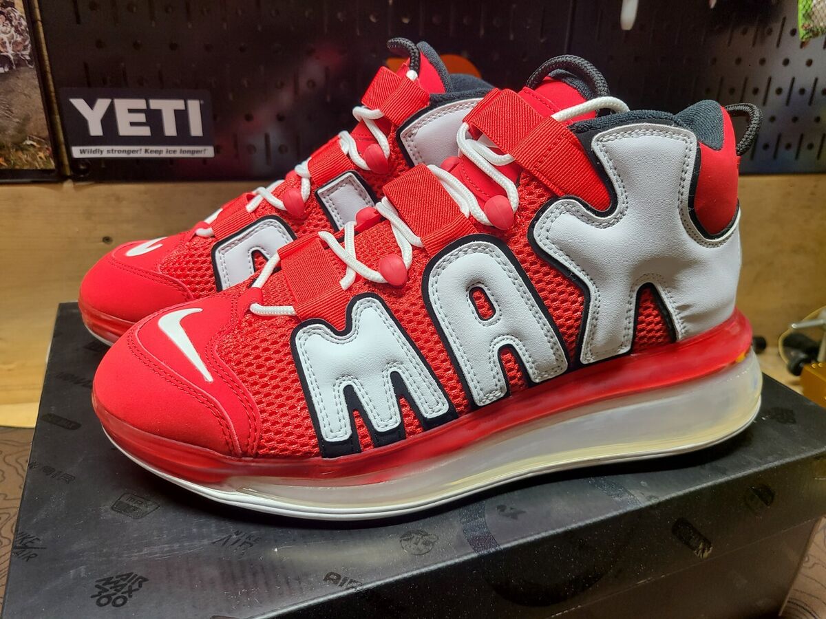 Nike Air Max More Uptempo 720 QS University Red White Men Sz Nike Air Max More Uptempo 720 QS University Red White Men Sz