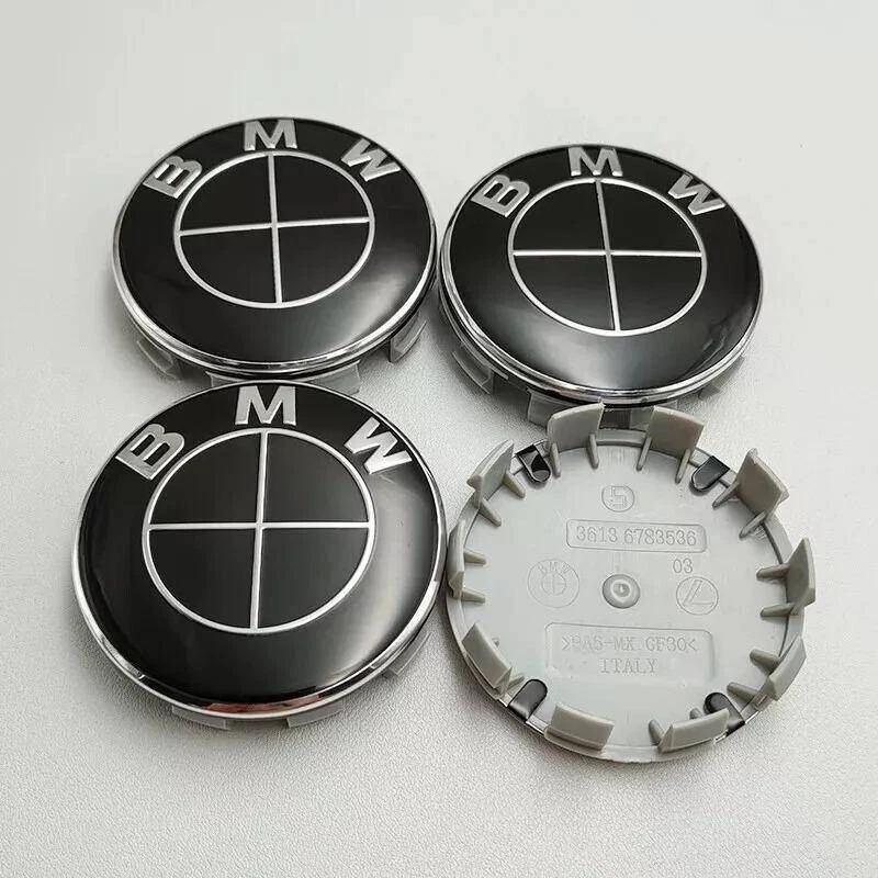 NEW BMW ALLOY WHEEL BLACK CENTRE CAPS 68mm SET OF 4 UK SELLER - Image 2 of 4