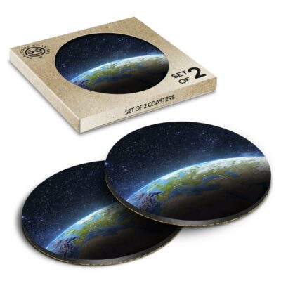 2 x Box Runde Untersetzer - Planet Erde aus dem Weltraum Sonnensystem #8352