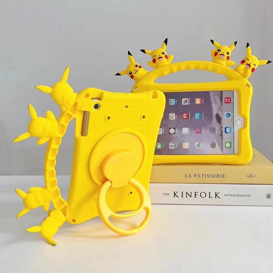 Funda protectora con mango a prueba de golpes para iPad 10th 9 8 mini 6 5 Air 1 2 Pro Pikachu para niños Foto 3 de 4