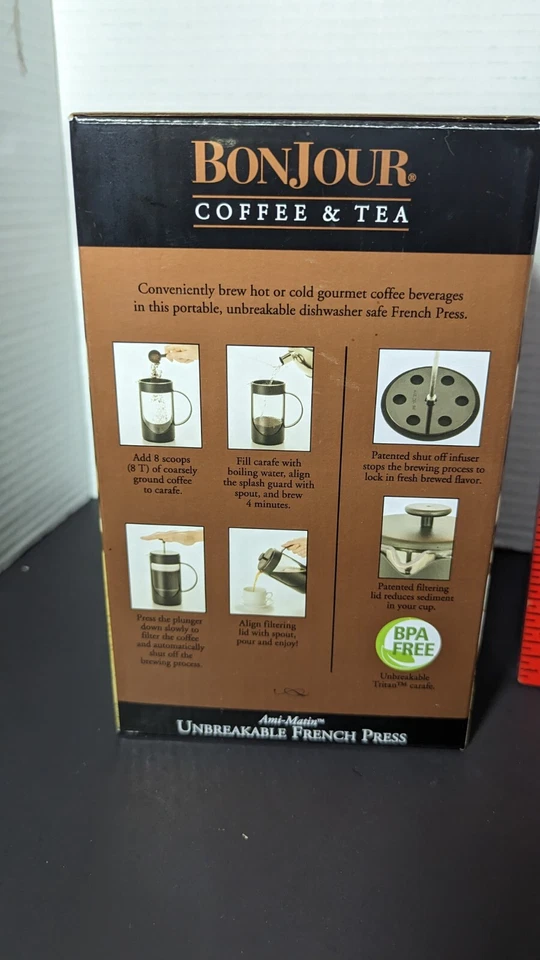 Prensa francesa BonJour café y té ami-matina 8 tazas de plástico sin BPA Foto 3 de 4