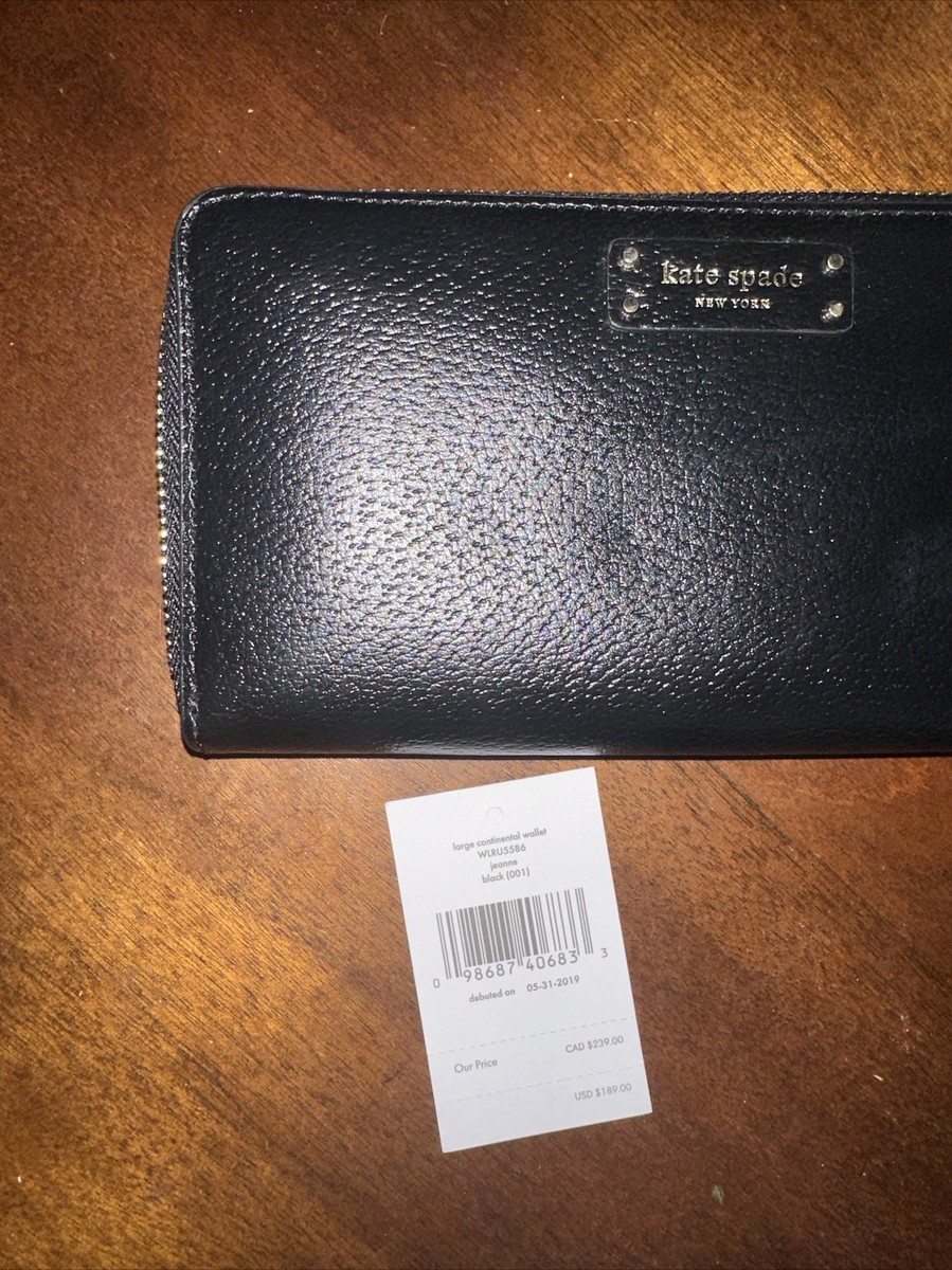 NWT Kate Spade Jeanne Large Continental Wallet Black Leather