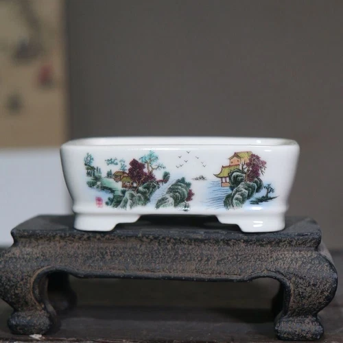 Purple Sand Pot Bonsai Basin Small Basin Rectangular Ceramic Basin Flowerpot - Picture 1 of 15