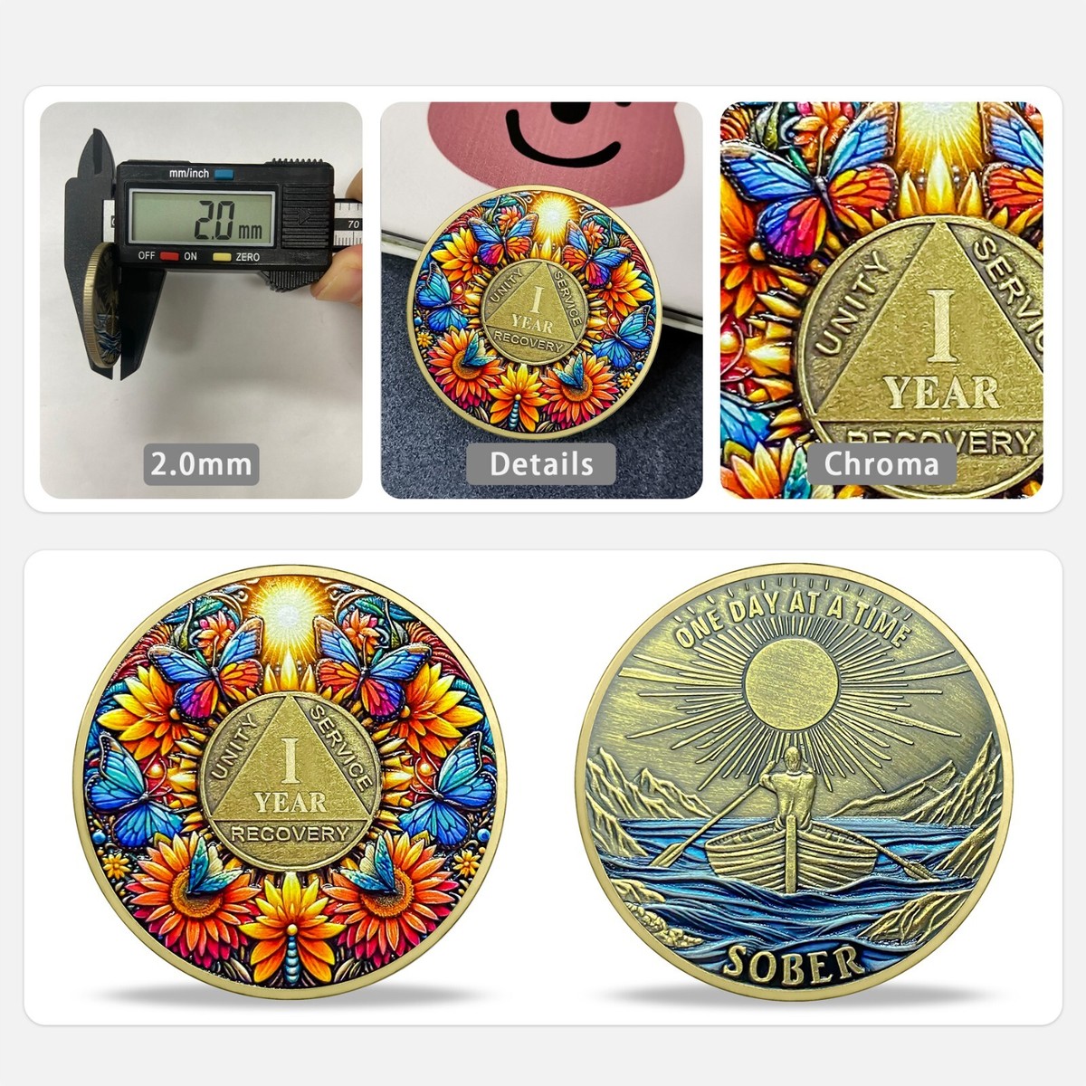 Médaille De Sobriété Originale - 9 Ans - Papillon Couleur - Cadeau Unique Pour Sobriété