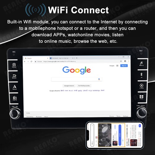 9''1Din 2+64G Android 12 Car Radio Stereo Carplay Auto Link BT WiFi GPS FM+Cam - Picture 8 of 17