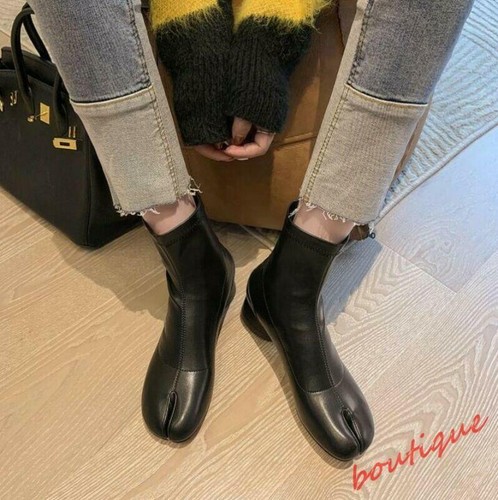 Chic Women Faux Leather Tabi Split Toe 