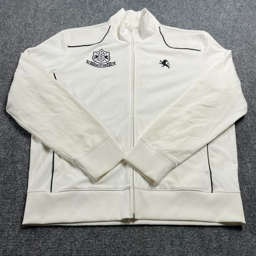 Classic White Sports Track Jacket with Embroidered Logo