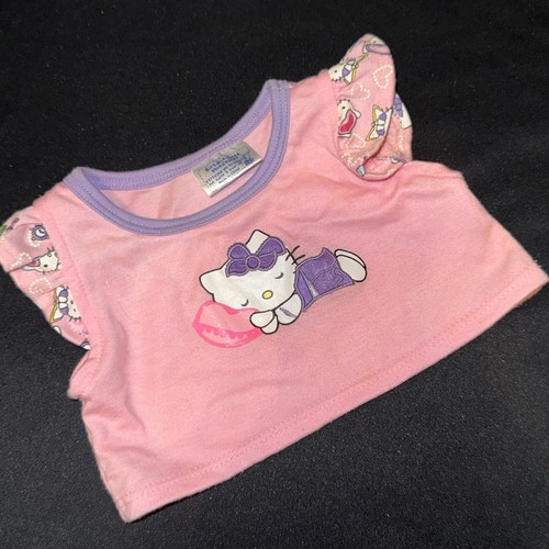 Build a Bear Workshop BABW Rosa y Púrpura Hello Kitty Pijama Top/Camisa Pantalones Cortos - Imagen 5 de 11