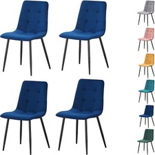 Velvet Embossed Set of 4  Checked Pattern High Back Black Mordern Dining Chair