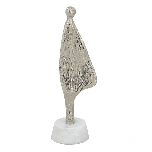 Minimalist Abstract Aluminum Human Figurine On Marble Stand For Living Room - Picture 11 of 19
