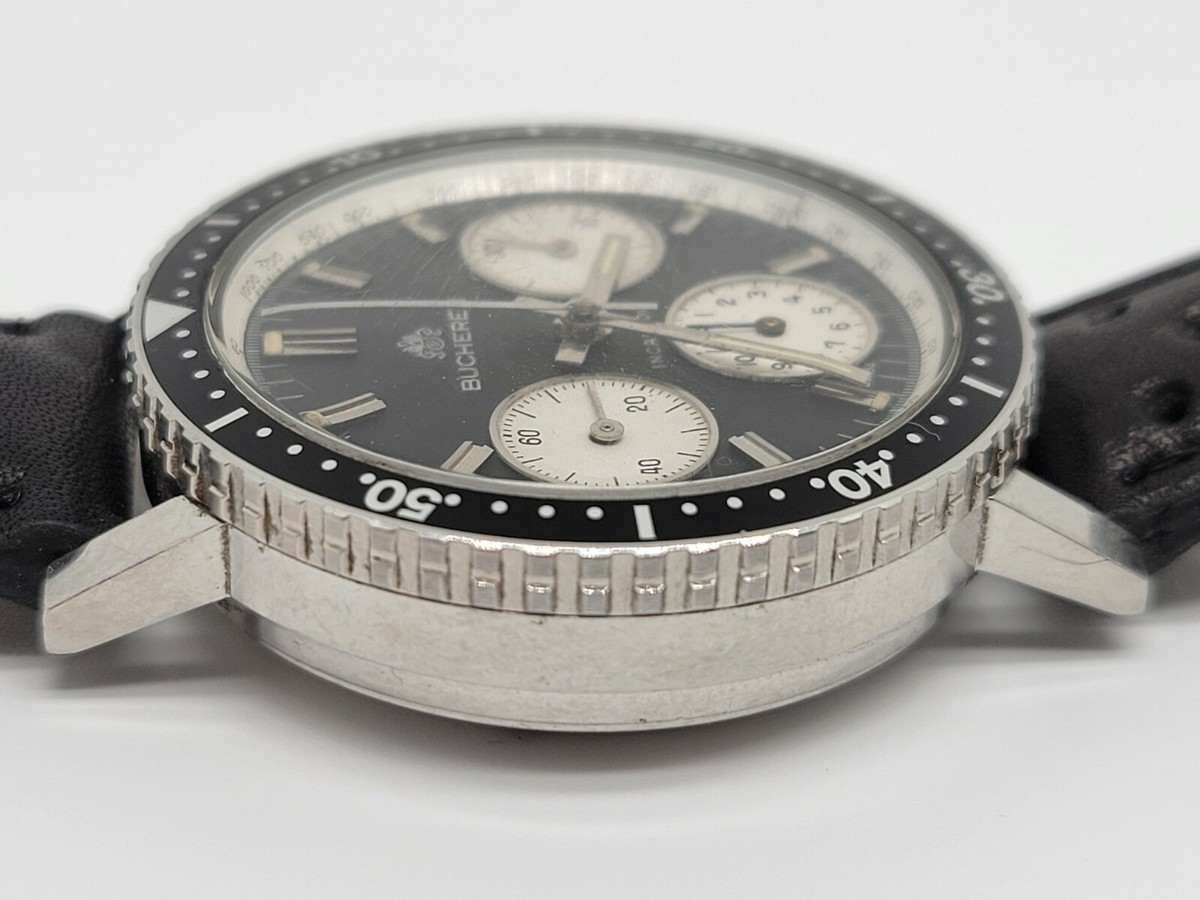 Vintage Bucherer 5 Atmos Reverse Panda Chronograph Valjoux 72