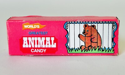 Vintage 1992 World's GREATEST ANIMAL CANDY Cigarettes Box 2.75” container  PINK